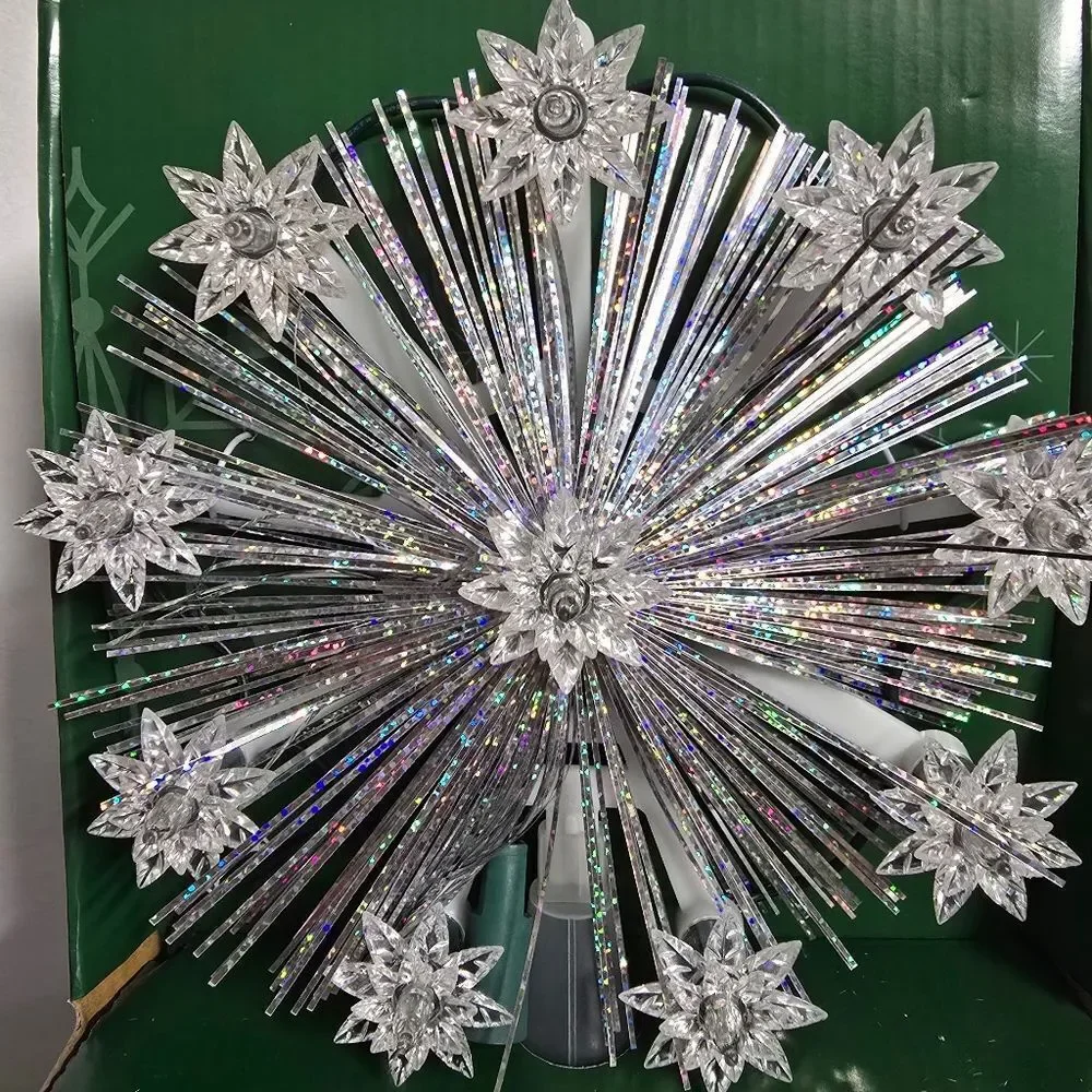 Christmas Tree Vintage Topper 9-Point Warm White Tinsel Star LED 7